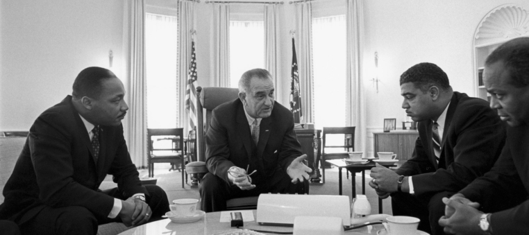 Lyndon Johnson meeting with civil rights leaders